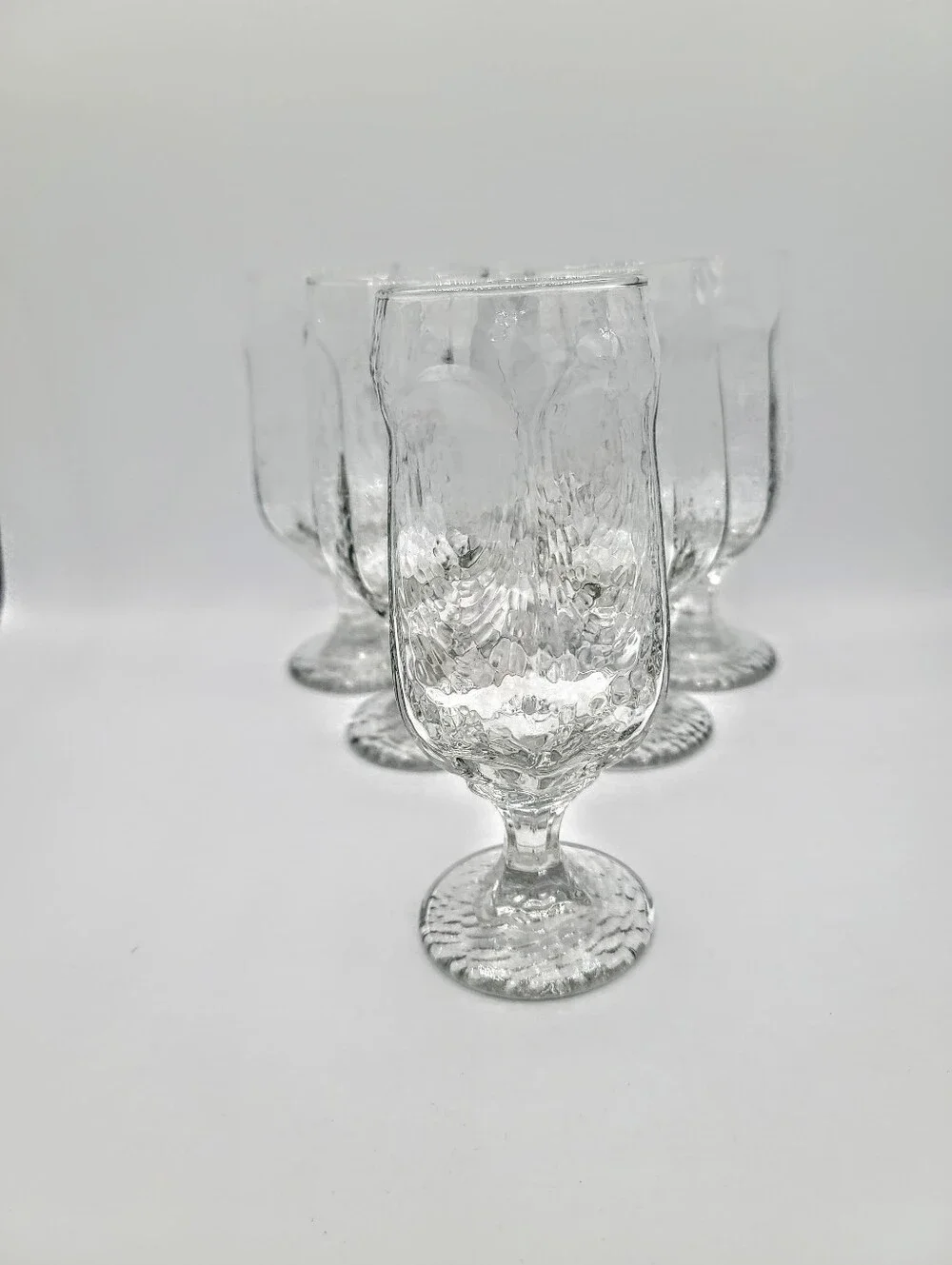Libbey Chivalry Clear Water Beer Glasses Set of 6 Textured Pressed Glass 12 Oz